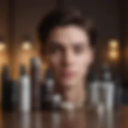 A serene skincare routine setup featuring various products.