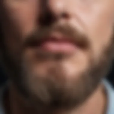 Close-up view of healthy facial hair growth