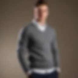 Fashionable layering of sweater over dress shirt