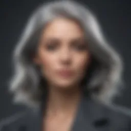 Woman with striking gray hair color