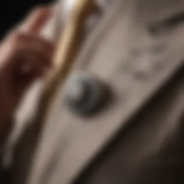 Detailed close-up of a perfectly tailored suit cufflink