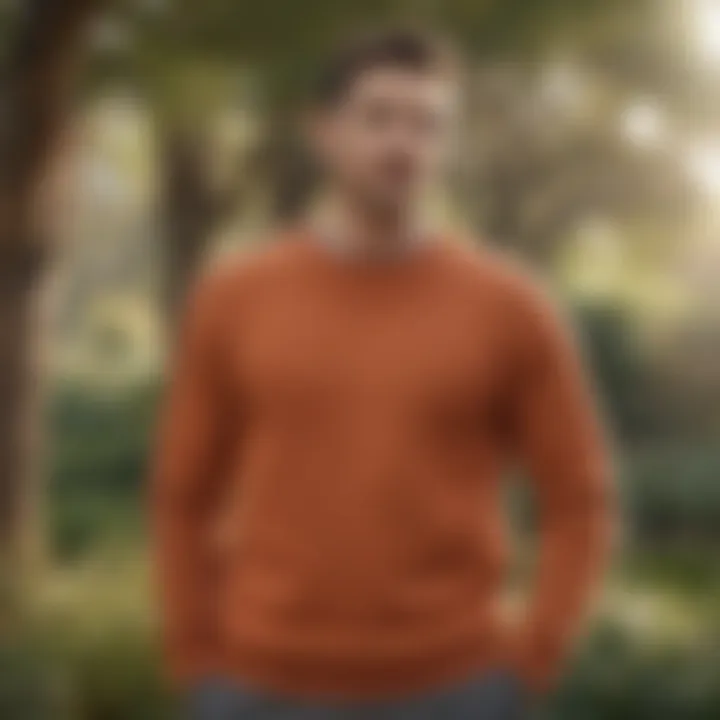 An Allbirds sweater displayed in a natural outdoor setting, emphasizing its eco-friendly appeal.