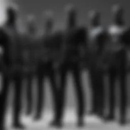 Diverse styles of all-black outfits displayed on mannequins.