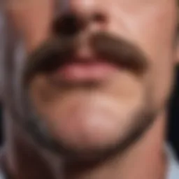 A close-up of a well-groomed mustache highlighting the texture and style.