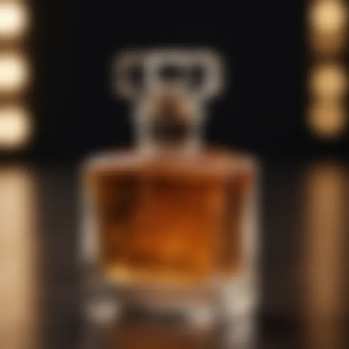 Detailed view of fragrance notes on a perfume bottle