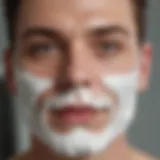 Close-up of shaving cream application on the face