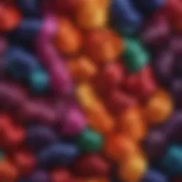 A vibrant palette of hair dye colors arranged artistically