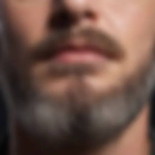 Close-up of expertly groomed straight facial hair showcasing texture and style