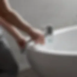 Illustration of a person using a bidet for anal cleansing