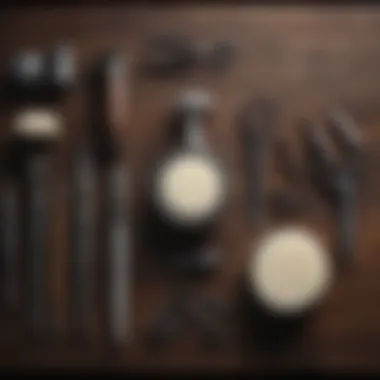 An assortment of waxing tools neatly arranged on a table.