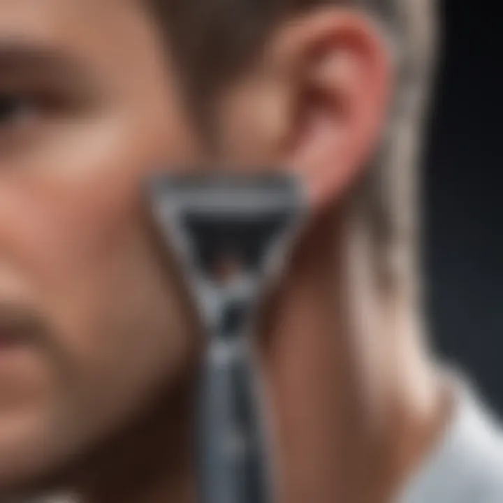 Close-up of a razor for a head shave