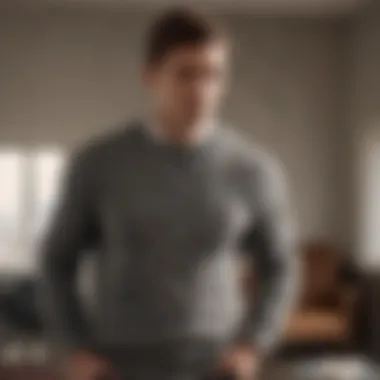 Contemporary Styling of Cable Wool Crewneck Stylish outfit featuring a cable wool crewneck sweater in a contemporary setting