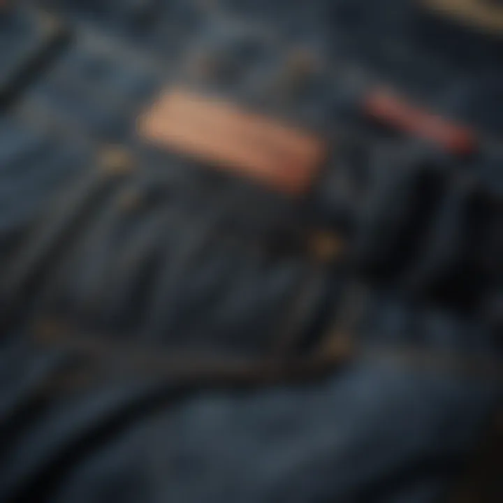 Close-up of Levi's stretch denim fabric showcasing its unique texture.