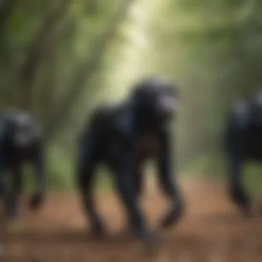 Artistic representation of bonobos in motion