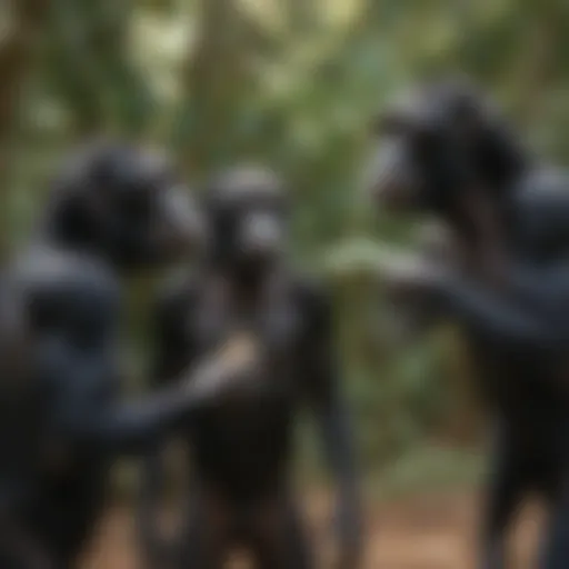 Bonobos engaging in social interactions