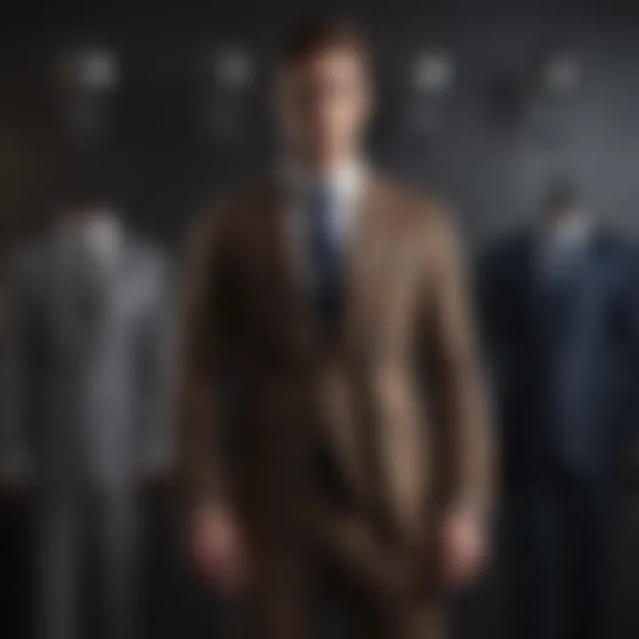 A display of various suit brands highlighting their unique designs