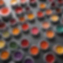 A vibrant array of hair dye shades on a table