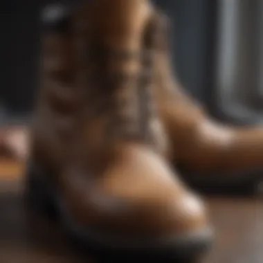 Close-up of quality materials used in work boots