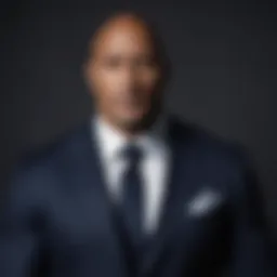Dwayne Johnson in a fitted navy suit