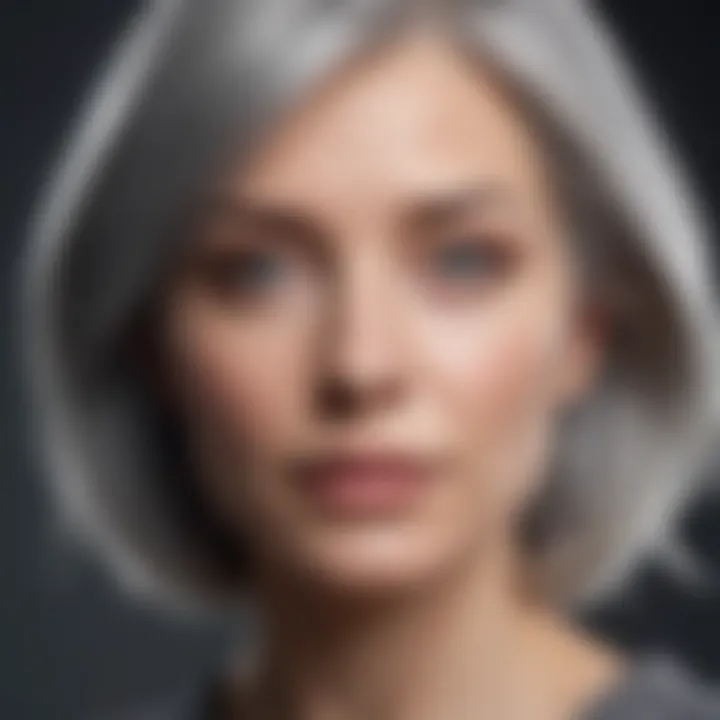 A serene portrait of a woman with gracefully gray hair