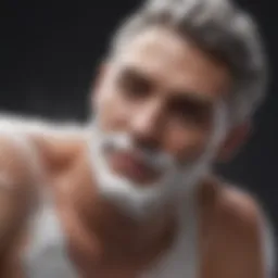 A close-up of a rich lather created with shaving cream.