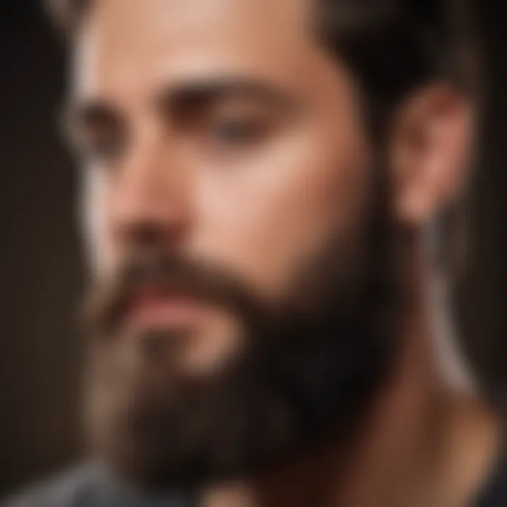 Bearded man applying beard oil for nourishment and shine