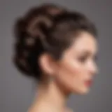 Luxurious thick hair styled in a sleek updo