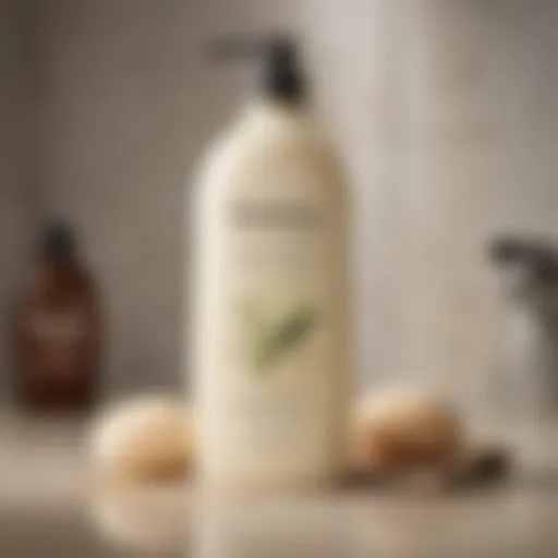 Close-up of Aveeno body wash bottle highlighting key ingredients