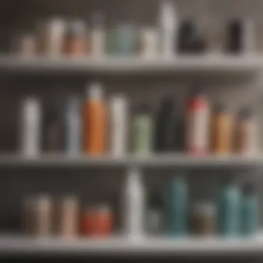 Diverse Exfoliating Products for Skincare A shelf displaying various exfoliating products and tools.