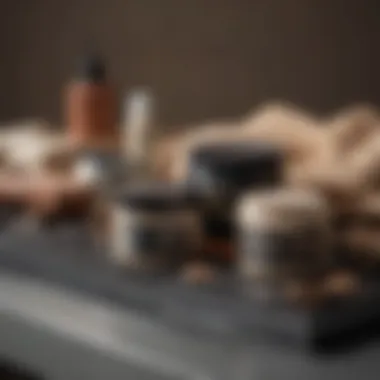 An array of high hold matte clay products on a grooming table, reflecting different brands and types.