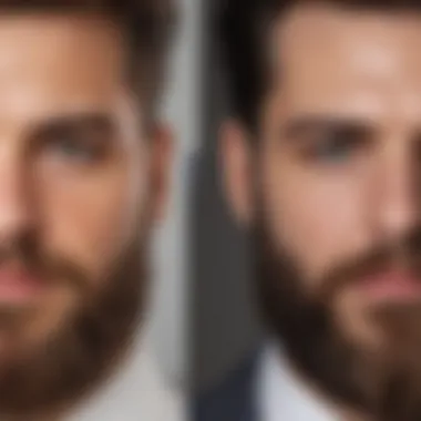 Before and after representation of beard grooming techniques