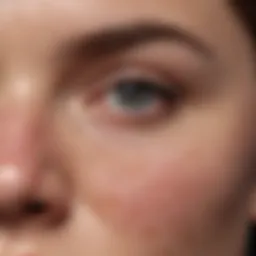 Close-up view of clogged pores