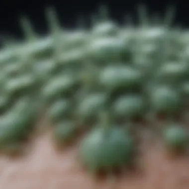 Microscopic View of Sebum Production Close-up of oily scalp under a microscope