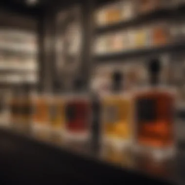 Selection of various cologne bottles in a luxury store