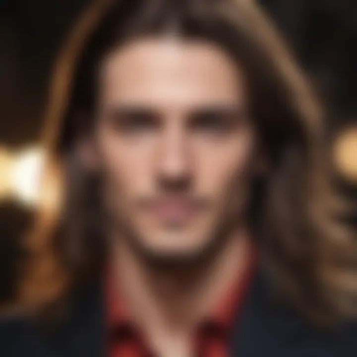 Fashionable man with voluminous long hair