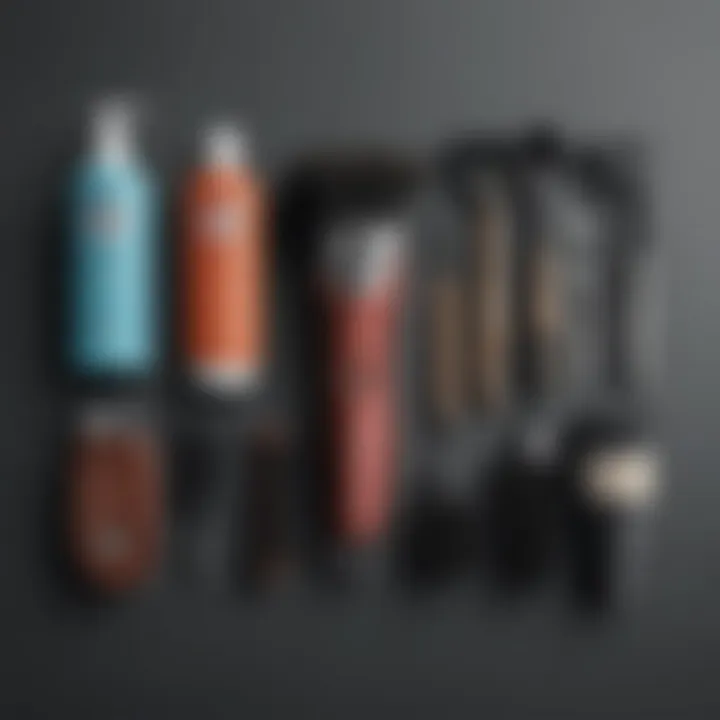 An array of grooming tools neatly arranged for effective body care.