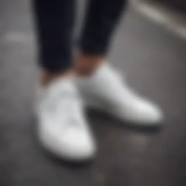 White sneaker paired with tailored suit for contrast