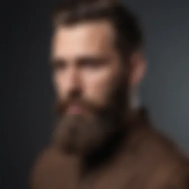 Man styling beard with a wooden comb