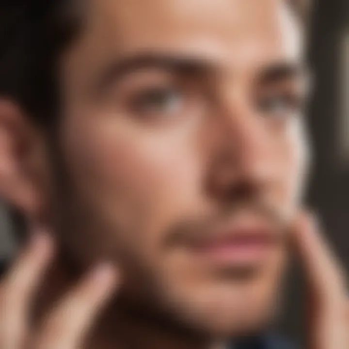 Close-up of man applying premium face serum