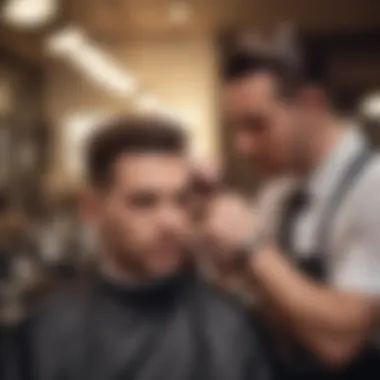 Man getting a professional haircut at a modern barbershop